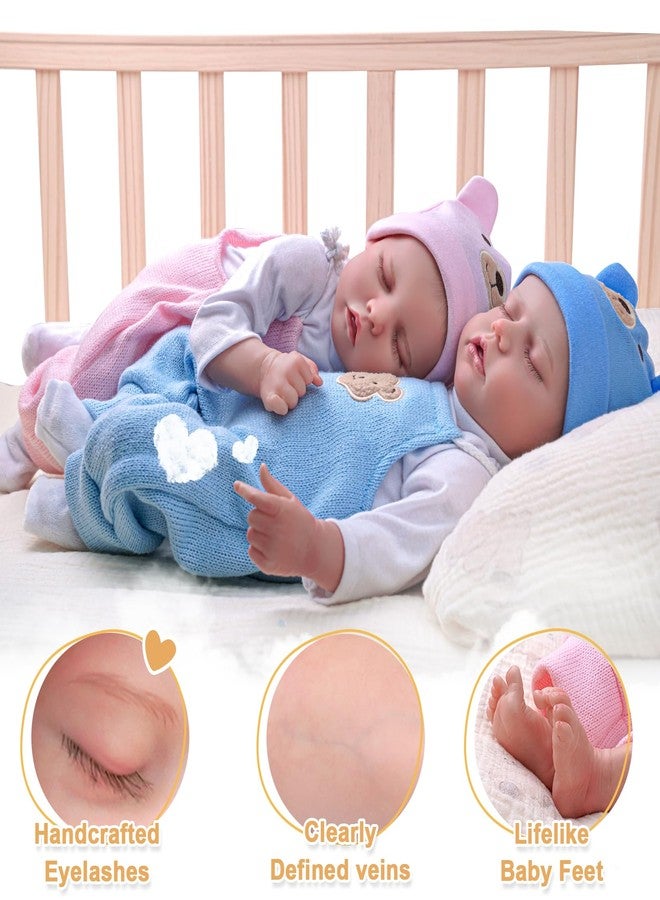 ADFO Lifelike Reborn Baby Dolls Twins, 17 inch Soft Vinyl Baby Dolls Realistic Newborn Real Life Baby Boy Girl Dolls with Clothes and Toy Gift for Kids Age 3+ - Image 4